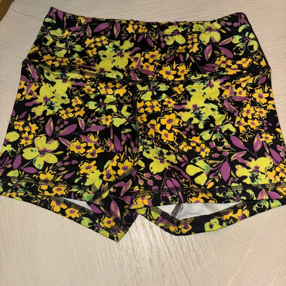 Fleo Black and Yellow Floral Athletic Shorts💥New💥